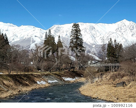 信州・雪の北アルプスと姫川 信州・雪の北アルプスと姫川 100992116