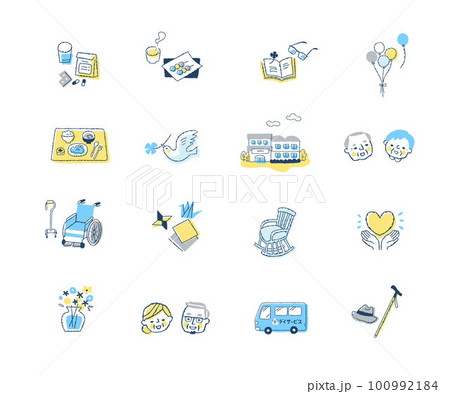 さまざまな介護福祉のアイテム セット さまざまな介護福祉のアイテム セット 100992184