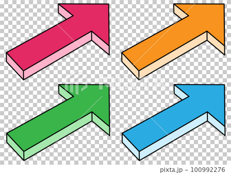 3D straight upward arrow 4 color set with outline 100992276