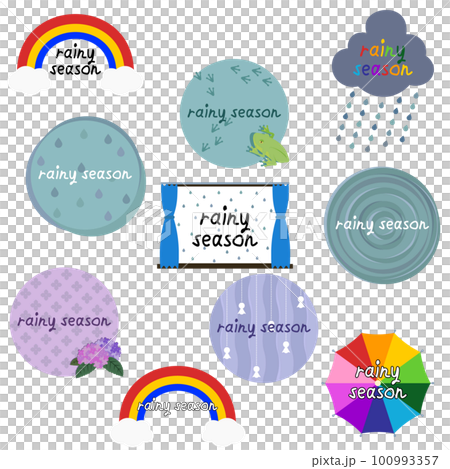 Rainy season text template set Rainy season text template set 100993357