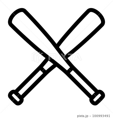 baseball bats crossed clipart black and white
