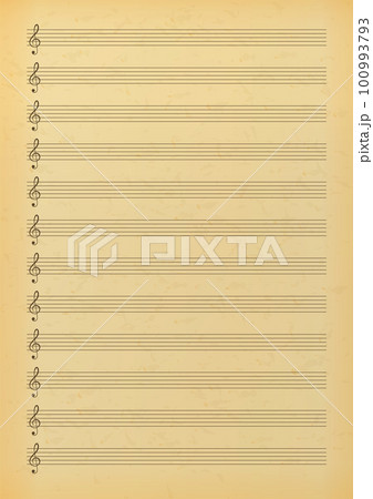 Old blank sheet music page. Music paper with empty 100993793