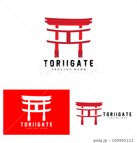 Torii Gate Logo, Japanese History Gate Icon Vector, Chinese Illustration, Wooden Design Company Brand Template 100995122