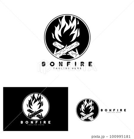 Campfire Logo Design, Camping Vector, Wood Fire And Forest Design 100995181
