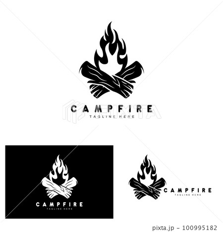 Campfire Logo Design, Camping Vector, Wood Fire And Forest Design 100995182