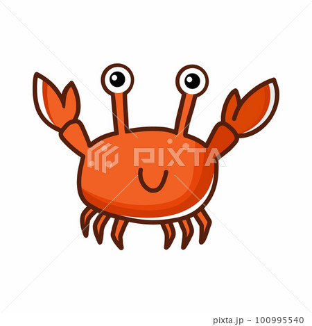 Funny crab. Illustration for children's book. Sticker. Cartoon character. Marine life. 100995540
