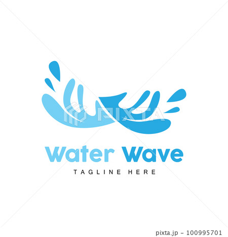 Water Wave Logo, Deep Sea Vector, Maritime Background Template Design 100995701