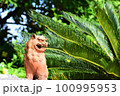 誰かに呼ばれ振り返るシーサー 100995953
