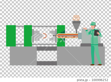 Injection molding machine and workers 100996252