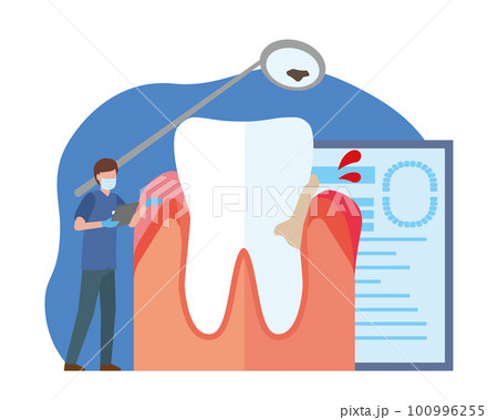 歯周病の歯と歯科医師 100996255