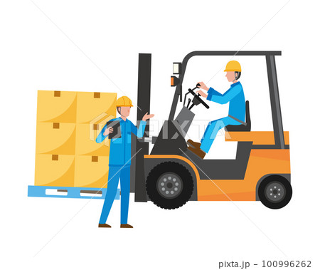 フォークリフトでの作業 100996262