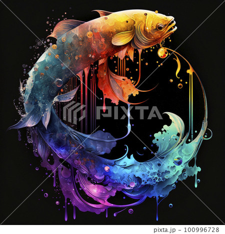 Pisces zodiac sign in different colors 100996728