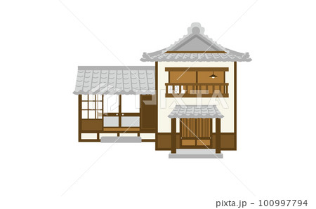 縁側のある日本家屋のイラスト① 100997794