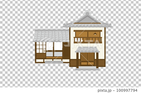 縁側のある日本家屋のイラスト① 100997794