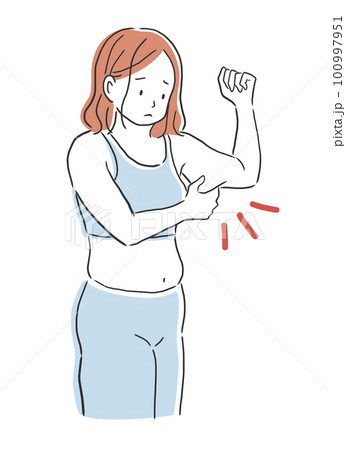 二の腕の太さを気にする女性のイラスト素材 二の腕の太さを気にする女性のイラスト素材 100997951