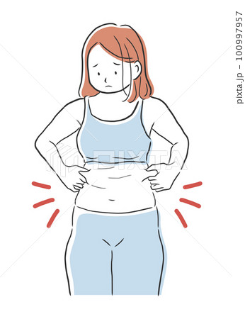 脇腹のぜい肉が気になる女性のイラスト素材 100997957