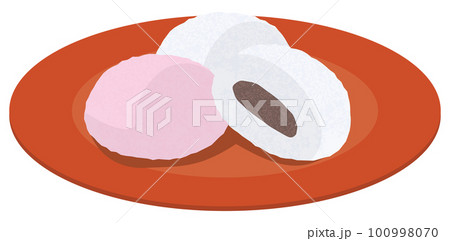 お皿にのっている和菓子(かるかん)のイメージイラスト お皿にのっている和菓子(かるかん)のイメージイラスト 100998070