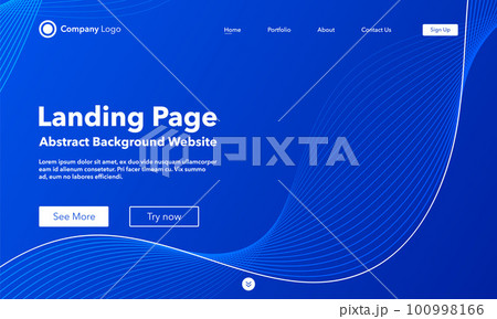 Gradient abstract wave background. Landing Page. Template for websites or apps. Modern design. Digital frequency track equalizer. Blue shiny wave line. Curved wavy line smooth stripe. Vector style Gradient abstract wave background. Landing Page. Template for websites or apps. Modern design. Digital frequency track equalizer. Blue shiny wave line. Curved wavy line smooth stripe. Vector style 100998166