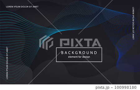 Abstract background. Wave element for design poster. Digital frequency track equalizer. Stylized art. Colorful shiny gradient lines created using blend tool. Curved wavy line smooth stripe. Vector. 100998180