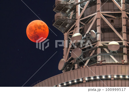 《東京都》皆既月食とスカイツリー・2022年11月8日 《東京都》皆既月食とスカイツリー・2022年11月8日 100999517