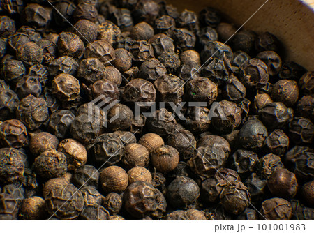 The black pepper corn on wood table for food concept 101001983