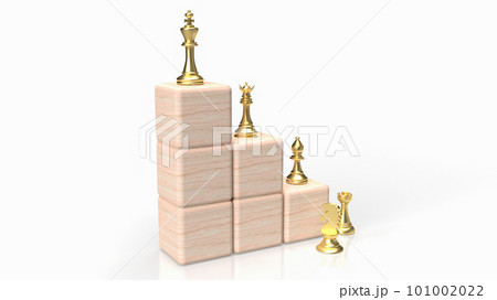 The gold chess on stair wood cube on white Background 3d rendering 101002022