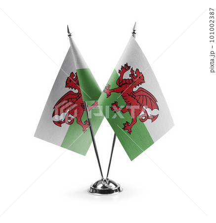 Small national flags of the Wales on a white background 101002387