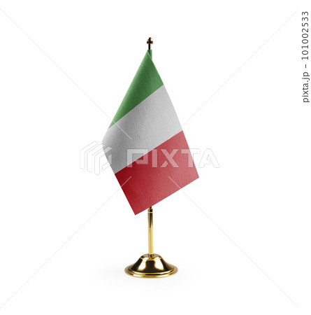 Small national flag of the Italy on a white background 101002533