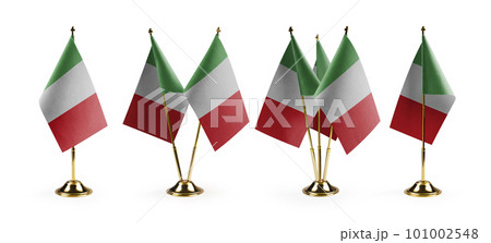 Small national flags of the Italy on a white background 101002548