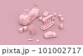 Toys for babies concept 3d illustration in pink color 101002717