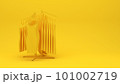 Clothing store showcase concept 3d illustration in yellow color 101002719
