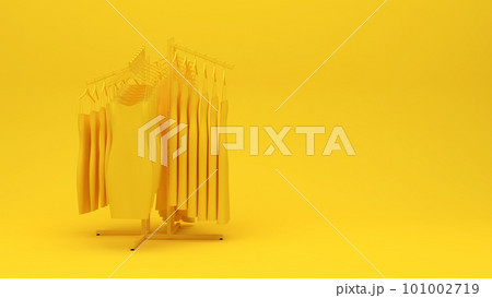 Clothing store showcase concept 3d illustration in yellow color 101002719