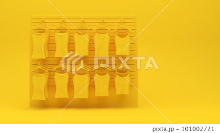 Clothing store showcase concept 3d illustration in yellow color 101002721