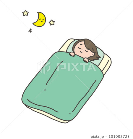 布団でぐっすり眠る女性 101002723