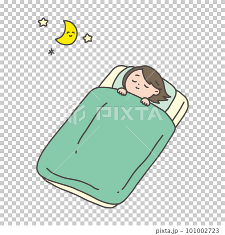 布団でぐっすり眠る女性 101002723