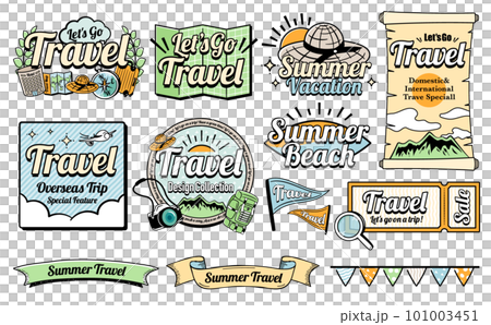 American vintage style cool and stylish summer travel/travel design title logo set_orange light blue green American vintage style cool and stylish summer travel/travel design title logo set_orange light blue green 101003451