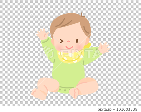 Illustration material of a cute and cheerful baby with a smile Illustration material of a cute and cheerful baby with a smile 101003539