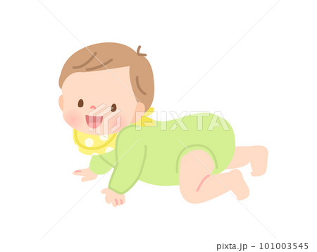 笑顔でハイハイするかわいい赤ちゃんのイラスト素材 101003545