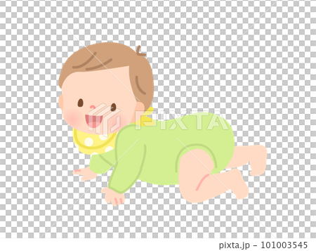 笑顔でハイハイするかわいい赤ちゃんのイラスト素材 101003545