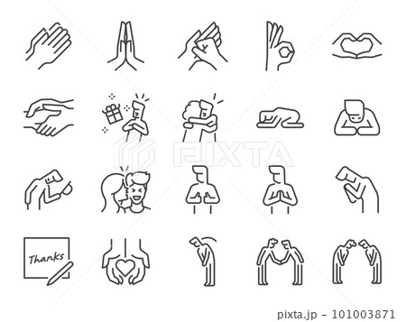 Thank you icon set. It included icons such as thanks, greeting, appreciate, gratitude, and more. 101003871