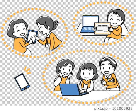 Computer and tablet classroom for seniors (simple color) 101003925