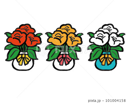 赤・黄・白のバラのイラスト 101004158