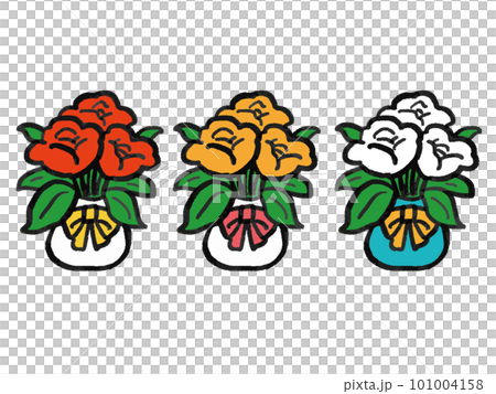 赤・黄・白のバラのイラスト 101004158
