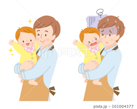 赤ちゃんを抱っこしている若いパパ 赤ちゃんを抱っこしている若いパパ 101004377