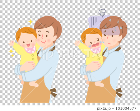 赤ちゃんを抱っこしている若いパパ 赤ちゃんを抱っこしている若いパパ 101004377
