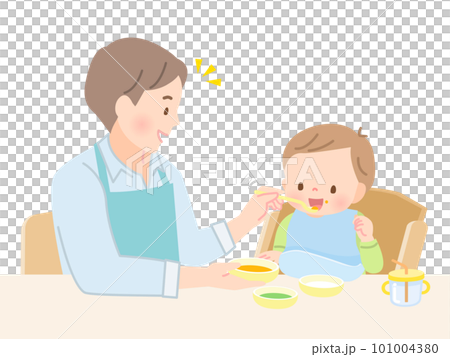 Dad feeding baby food 101004380