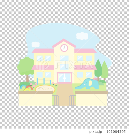 托兒所、幼兒園外觀插圖素材 101004395