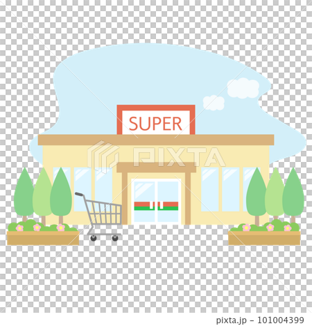 スーパーマーケットの外観イラスト素材 101004399