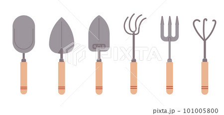 Agriculture tools elements. Hand drawn illustrations of garden planting tools. Isolated objects on a white background. Agriculture tools elements. Hand drawn illustrations of garden planting tools. Isolated objects on a white background. 101005800