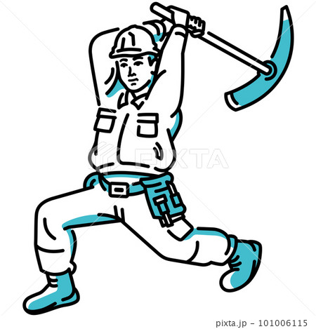 土地 (地盤) または道路を掘削する男性作業員 土地 (地盤) または道路を掘削する男性作業員 101006115